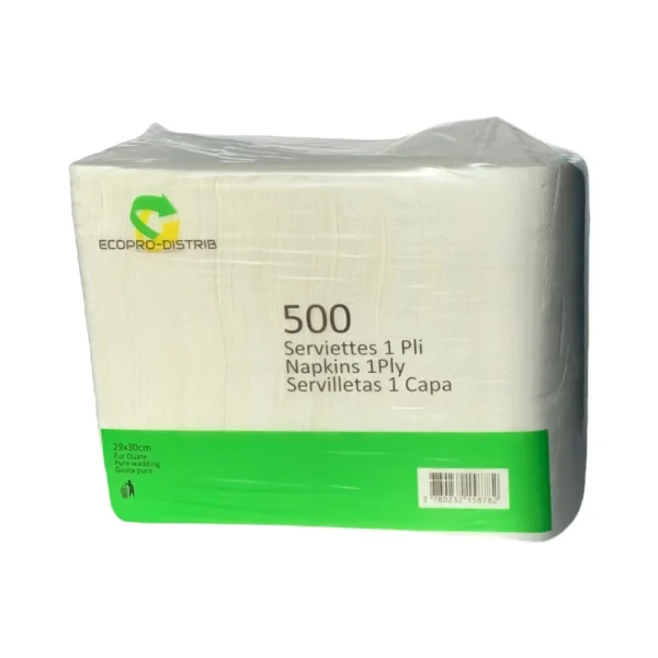 SERVIETTE-BLANCHE-1PLI-OUATE-29-X-30CM-500-PCS